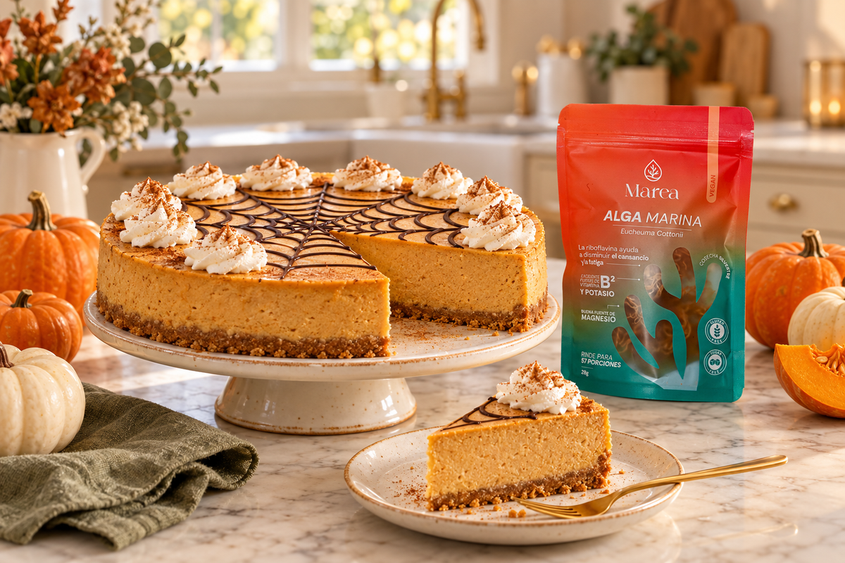 Cheesecake de calabaza con gel de algas Marea 🎃